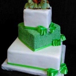 Svatební bílo zelený s želvičkami