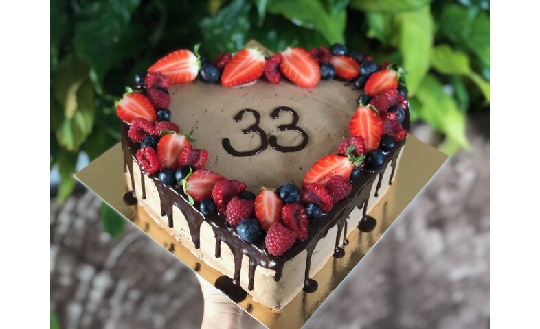 Čokoládové srdce s ovocem